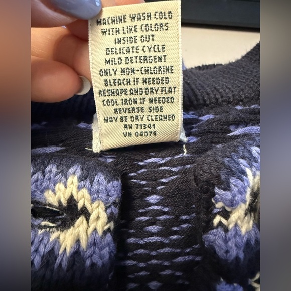 Vintage LL Bean Nordic Fair Isle Cardigan Sweater Silver Buttons small - Picture 6 of 6
